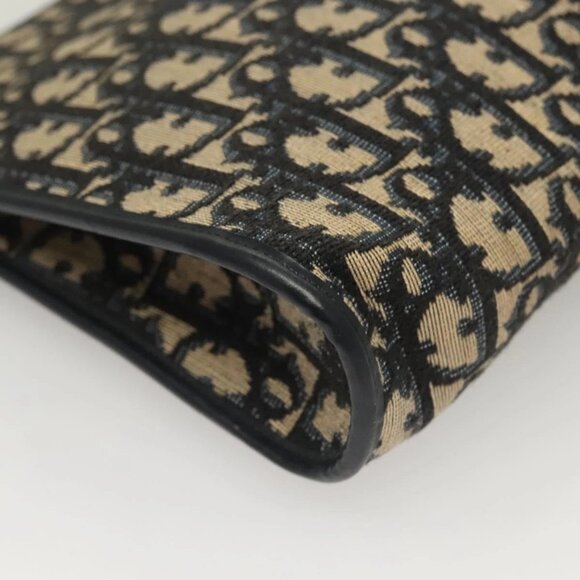 Christian Dior Trotter Canvas Shoulder Bag Navy Gold Auth ep9528 - Picture 4 of 16